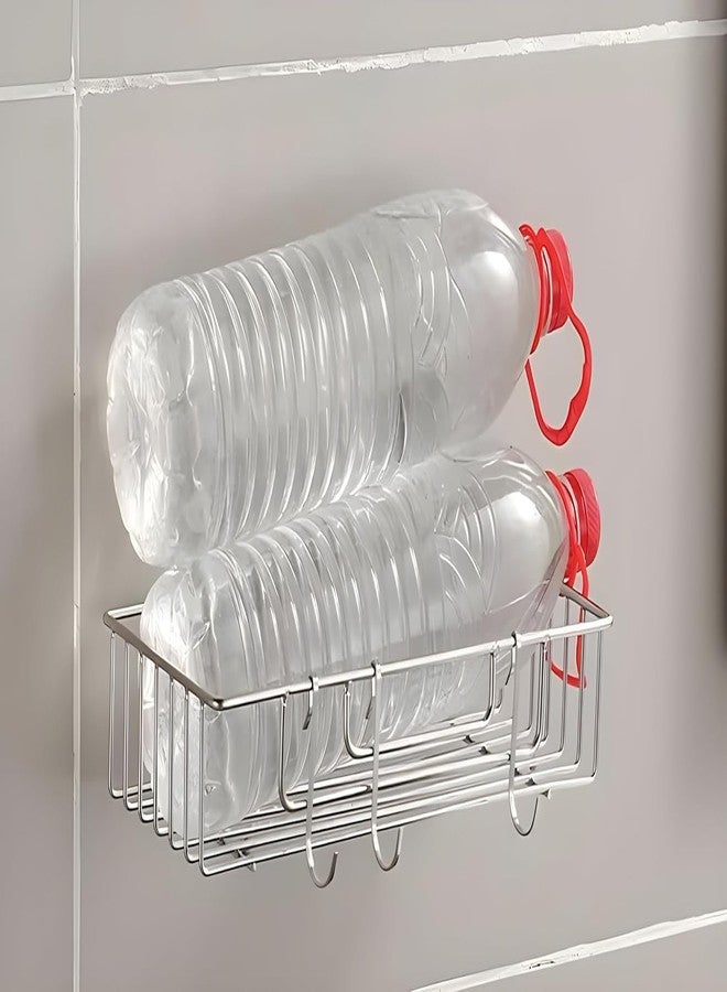 Boniry 1 PCS Bathroom Self-Adhesive Organiser with Towel Holder Bathroom Accessories Wall Mount Stainless Steel Self Adhesive Bathroom Shelf for Wall Shelf Storage Basket (30L*12W*6H CM, Silver) - Image 5